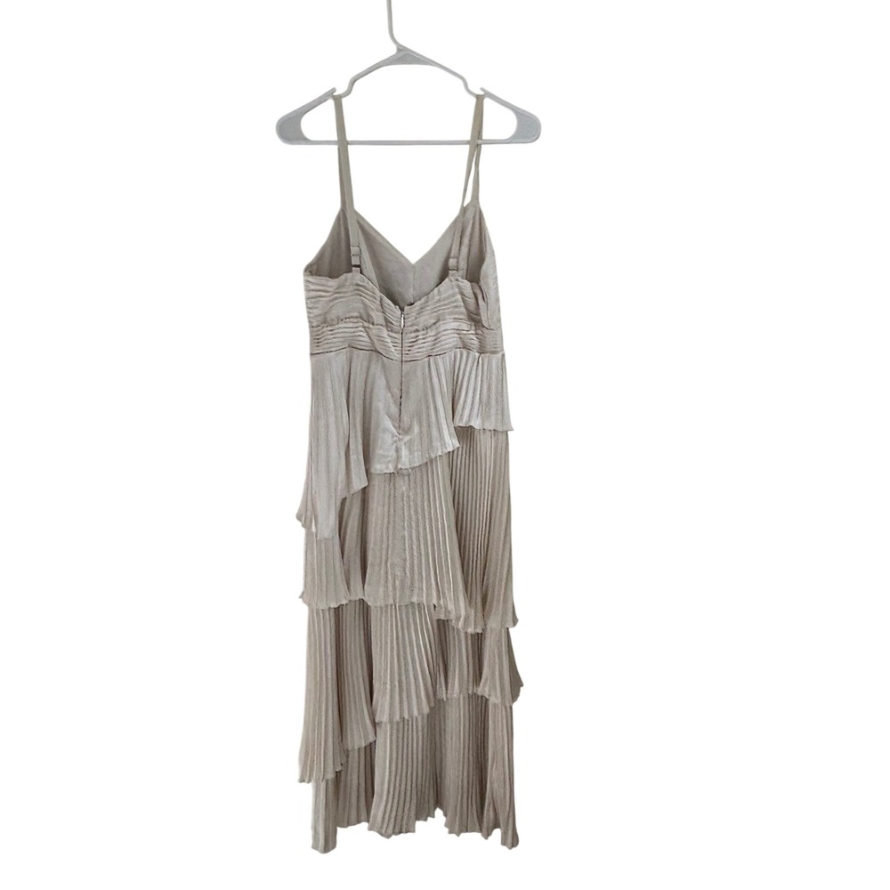 Abercrombie & Fitch Giselle Pleated Tiered Maxi Dress Cream Cut Out Size M - Picture 13 of 13